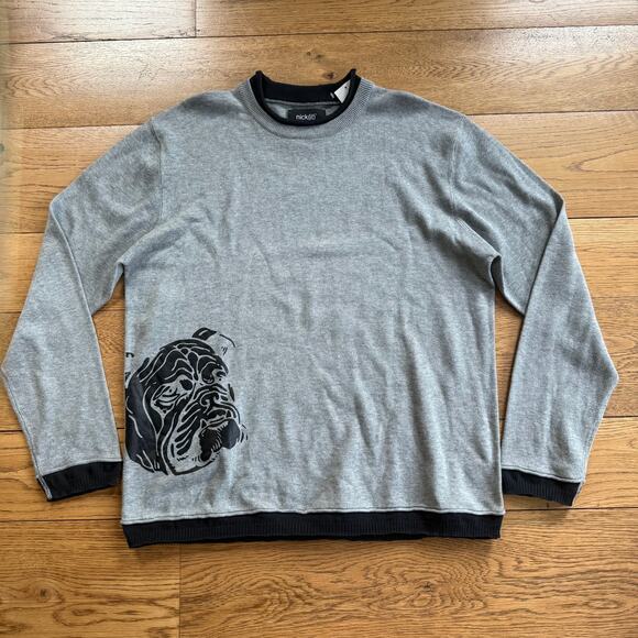 NWT Bulldog Sweater SZ Large Gray Black Georgia Yale Butler Citadel Drake Casual - Picture 1 of 8